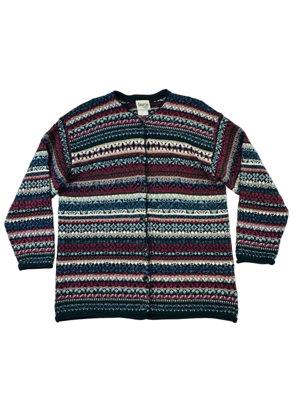 90s Vintage Womens cardigan sweater Large Fits 12-14 multicolour Retro womens